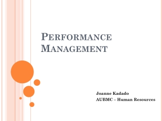 Performance Management