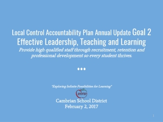 “Exploring Infinite Possibilities for Learning” Cambrian School District February 2, 2017