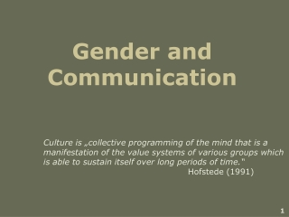 Gender and Communication