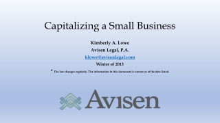 Capitalizing a Small Business