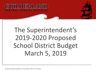 The Superintendent’s 2019-2020 Proposed School District Budget March 5 , 2019