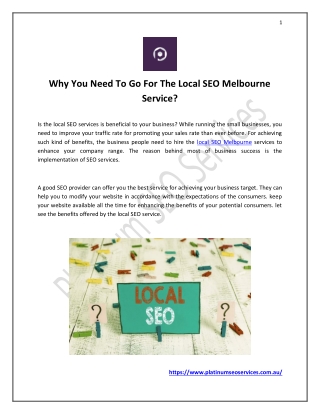 Why You Need To Go For The Local SEO Melbourne Service?