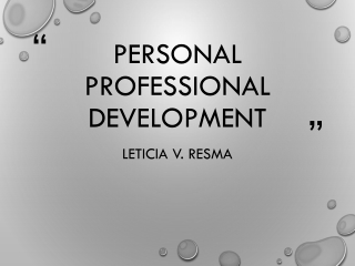 PERSONAL PROFESSIONAL DEVELOPMENT