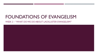Foundations of Evangelism