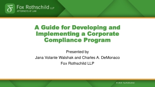 A Guide for Developing and Implementing a Corporate Compliance Program