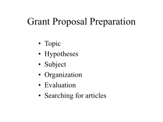 Grant Proposal Preparation