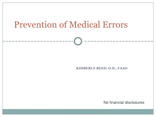 Prevention of Medical Errors