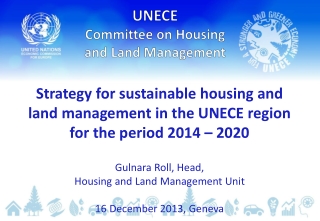 Gulnara Roll , Head, Housing and Land Management Unit 16 December 2013, Geneva