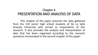 Chapter 4 PRESENTATION AND ANALYSIS OF DATA
