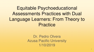 Dr. Pedro Olvera Azusa Pacific University 1/10/2019