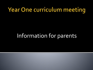 Year One curriculum meeting