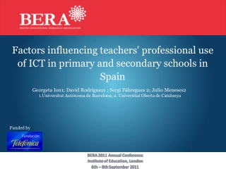 Factors influencing teachers' professional use of ICT in primary and secondary schools in Spain