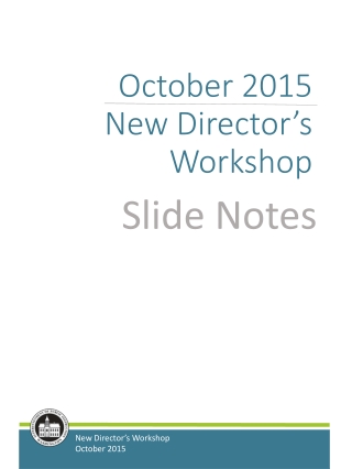 October 2015 New Director’s Workshop