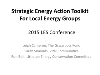 Strategic Energy Action Toolkit For Local Energy Groups