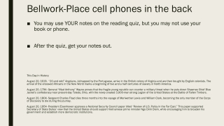 Bellwork -Place cell phones in the back