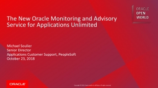 The New Oracle Monitoring and Advisory Service for Applications Unlimited