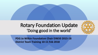 Rotary Foundation Update ‘Doing good in the world’