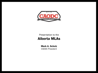 Presentation to the Alberta MLAs Mark A. Scholz CAODC President