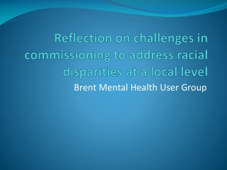 Reflection on challenges in commissioning to address racial disparities at a local level