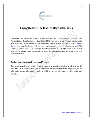 Epping Dentists: The Modern-Day Tooth Fairies