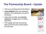 The Partnership Board - Update