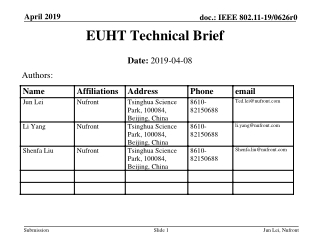 EUHT Technical Brief