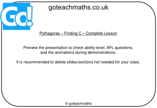 Pythagoras – Finding C – Complete Lesson