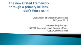 The new Ofsted Framework through a primary RE lens– don’t fence us in!