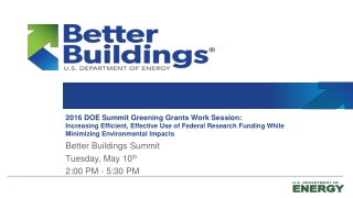 Better Buildings Summit Tuesday, May 10 th 2:00 PM - 5:30 PM