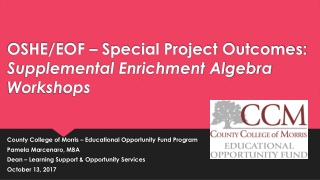 OSHE/EOF – Special Project Outcomes: Supplemental Enrichment Algebra Workshops