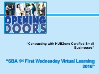 “SBA 1 st First Wednesday Virtual Learning 2016”