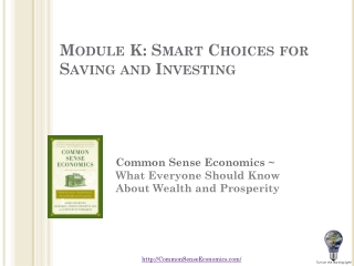 Module K: Smart Choices for Saving and Investing