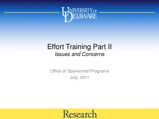 Effort Training Part II Issues and Concerns