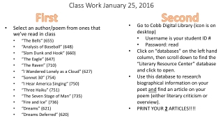 Class Work January 25, 2016