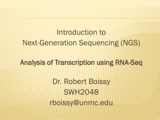Introduction to Next-Generation Sequencing (NGS) Analysis of Transcription using RNA- Seq