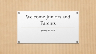 Welcome Juniors and Parents