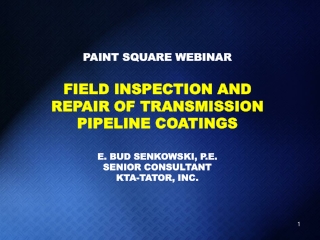 PAINT SQUARE WEBINAR FIELD INSPECTION AND REPAIR OF TRANSMISSION PIPELINE COATINGS