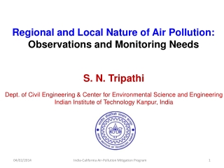 S. N. Tripathi Dept. of Civil Engineering &amp; Center for Environmental Science and Engineering