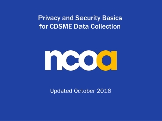 Privacy and Security Basics for CDSME Data Collection