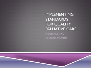 Implementing Standards For Quality Palliative Care