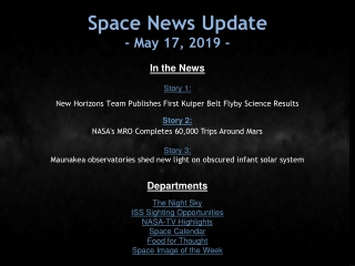 Space News Update - May 17, 2019 -