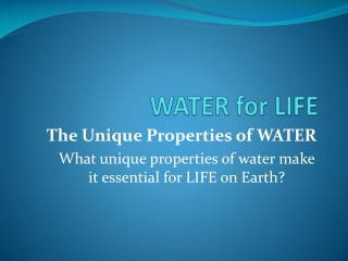 WATER for LIFE