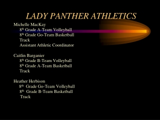 LADY PANTHER ATHLETICS