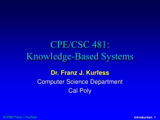 CPE/CSC 481: Knowledge-Based Systems