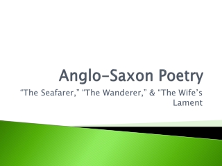 Anglo-Saxon Poetry