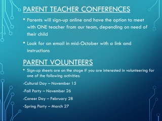 Parent teacher Conferences