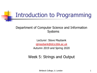 Introduction to Programming