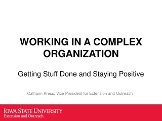 WORKING IN A COMPLEX ORGANIZATION