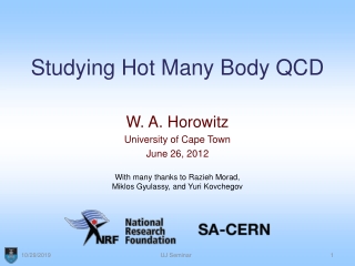 Studying Hot Many Body QCD