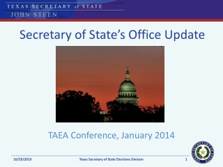 Secretary of State’s Office Update